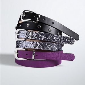 Textured purple faux leather belt